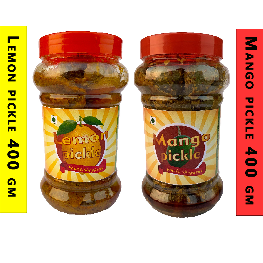 Foods.shopkruz Combo Mango and lemon Pickle 400+400 Grams