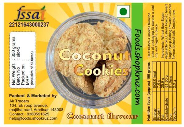 Coconut Cookies 350 grams, Bakery Biscuits - Image 2