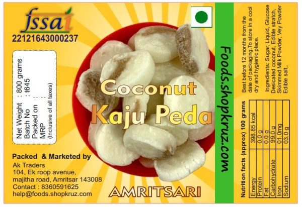 Coconut Kaju Peda, Sweet Coconut Milk Toffee 800gm - Image 2