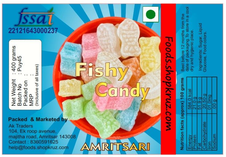 Fishy Sugar candy colorfull with Different flavours in 1 pack 390gm - Image 2