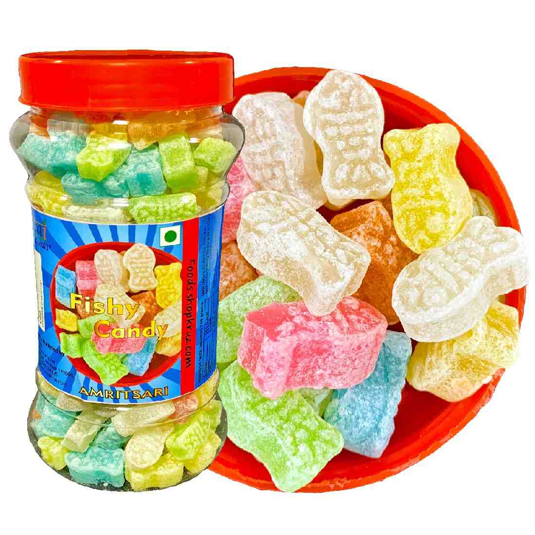 Fishy Sugar candy colorfull with Different flavours in 1 pack 390gm