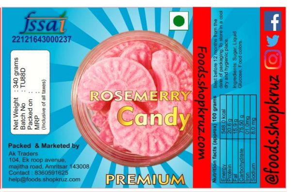 Rosemerry Sugar candy pack 350gm rose flavour - Image 2