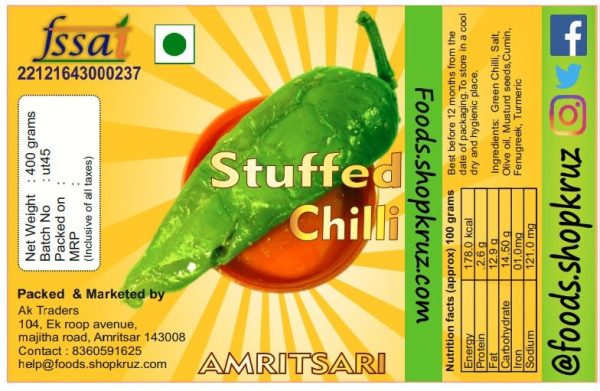 Amritsari Green Stuffed Chili Pickle 400gm - Image 2