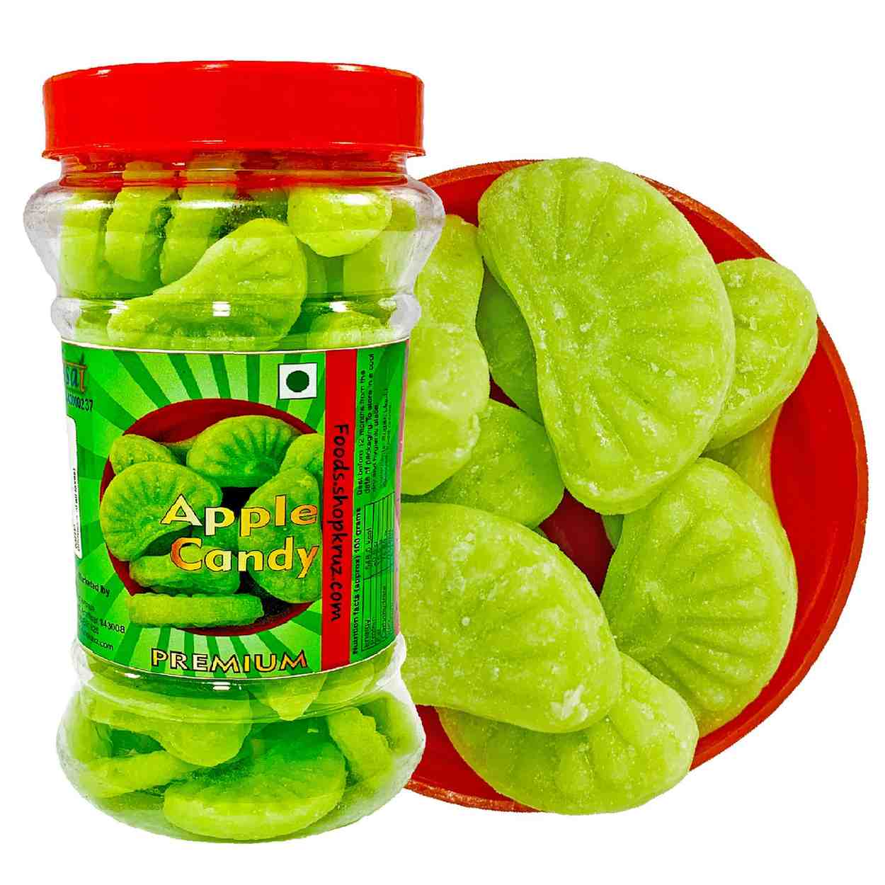 Apple Flavour Sugar candy jar of 350 gm