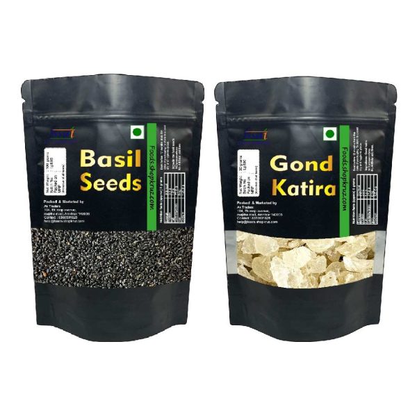 Basil seeds and Gond Katira100 grams each Sabja Seeds Tukmaria Seeds and Edible Gum Tragacanth Gum