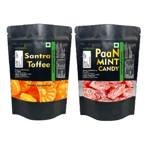 Mint Paan Toffee and Orange toffee 100 grams each Refreshing Paan Toffee Santra Toffee
