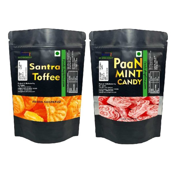 Mint Paan Toffee and Orange toffee 100 grams each Refreshing Paan Toffee Santra Toffee