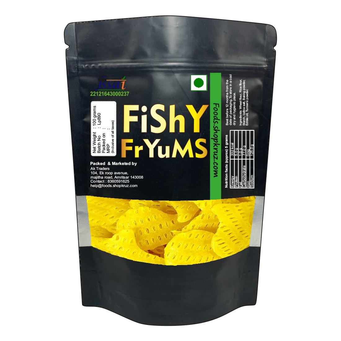 Fishy Fryums 100gm, Ready to Fry Papad Snacks
