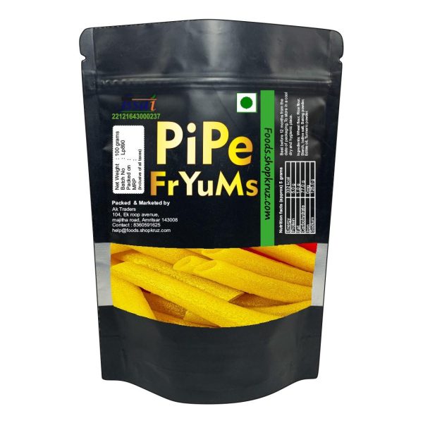 Pipe Fryums Yellow 100 gm Ready to Fry papad Rolls Indian Snacks/Cook at Home, Finger Pipe Fryums Amritsari